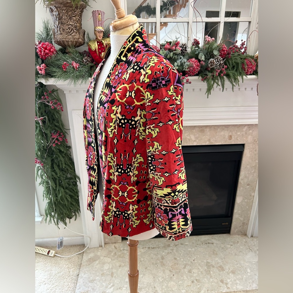 Soft Surroundings Multicolor Patterned Velvet Jac… - image 4